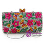 Evening Bag Flowers and Butterflies Wedding Party Purse Diamonds Pink