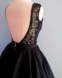 Short Satin Homecoming Party Gowns Backless Little Black Dress