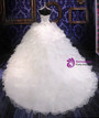 Fancy White/Ivory Strapless Organza Beading Wedding Dress Bridal Gown