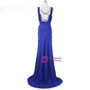 2017 Elegant Open Back With Shawl V-neck Beaded Chiffon Royal Blue