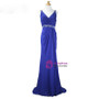2017 Elegant Open Back With Shawl V-neck Beaded Chiffon Royal Blue