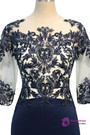 2017 Mother Of The Bride Dresses Sheath 3/4 Sleeves Navy Blue