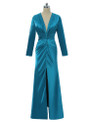 Mermaid Deep V-neck Long Sleeves Slit Sexy Long Evening Dresses