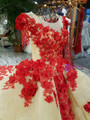 Fashionable Ball Gown Red Flowers Prom Dress With Lace Wedding Dress