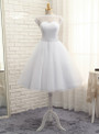 2017 Short Wedding Dresses A-line Tea Length Tulle Crystals Bow Backless