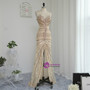 Luxurious 2017 Prom Dresses Mermaid Sweetheart Champagne Slit Beaded Crystals