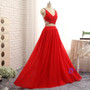 2017 Prom Dresses A-line V-neck Floor Length Chiffon Bead Two Pieces Prom Gown