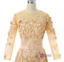 Adorable Champagne 2017 Muslim Evening Dresses Mermaid 3/4 Sleeves Flowers