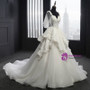 A-Line White Tulle Short Sleeve Sweetheart Appliques Wedding Dresses