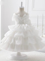 White Organza With Flowers Ball Gown Flower Girl Dresses 2017
