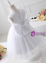 A-line White Tulle With Ribbons flower girl dress