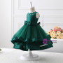 A-Line Green Tulle Short Flower Girl Dress With Beading