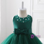 A-Line Green Tulle Short Flower Girl Dress With Beading