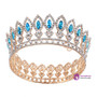 Wedding Bridal Rhinestone Full Crown Horse Eye Blue Crystal Hair Tiaras