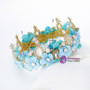 Blue Flower Butterfly Tiara Crown Baroque Queen Wedding Party Hair Accessories