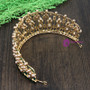 Green Rhinestone Pearl Queen Tiara Fashion Gold Big Diadem