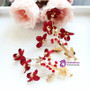 Handmade Bridal Wine Red Flower Headbands Simulated Pearls Hairband