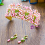 Luxury Pearl Flower Crystal Hair Crown Pink Headpiece Wedding Bridal Prom Party