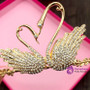 Gold Double Swan Pearl Wedding Tiaras Crowns Sweet Bridal Hair Accessories
