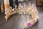 Pretty Pink Crystal Bridal Crowns Tiaras Girls Pearl Beads Wedding Hair