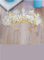 Pearl Crystal Hair Crown Golden Color Leaf Hairband Rhinestone Wedding hair Accessories