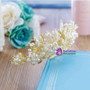 Pearl Crystal Hair Crown Golden Color Leaf Hairband Rhinestone Wedding hair Accessories