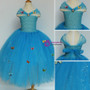 Blue Sequin Girl Cinderella Dress Tulle Butterfly Princess Christmas Halloween