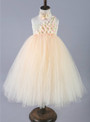 Champagne Girls Tulle Princess Dresses Single Shoulder Flower Girls Wedding Dress