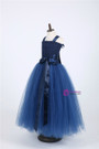 Lace Tulle Flower Girl Ball Gown Children Kids Elegant Pink Navy Blue Princess Wedding Party