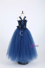Lace Tulle Flower Girl Ball Gown Children Kids Elegant Pink Navy Blue Princess Wedding Party