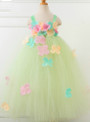 Flower Fairy Girls Handmade Tutu Dress For 2-12 Years Children Wedding Party Prom
