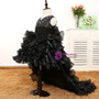 Black Organza Sleeveless O-Neck Bow Ball Gown Zipper Tiered Lace Sashes Princess