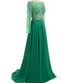 back crystal open long sleeve evening gown evening gown
