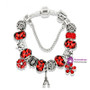 Silver Color Eiffel Tower Pan Charm Bracelet Crystal Flower Bead Bracelets & Bangles