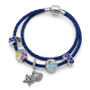 Blue Crystal Clip Beads Vintage Starfish Beads Charm Bracelets For Women