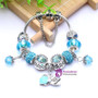 Silver Purple Rhinestone Charm Handmade Charms Bracelet fit pan Bracelets & Bangles