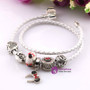 Leather Bracelet With Mickey crown Charm Beads Fits Friendship
