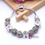 Pink Cherry Flower Heart Charms pan Bracelets For Women