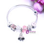 Charm charm Bracelets Silver Plating Beads Pink Crystal Bells pendant Fit Mother's Day Gift