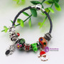 Leather Bracelet For Women/girl With Red Crystal Beads Child Christmas Gift