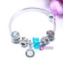 Silver Color original blue Bracelets For Women Crystal transparent blue Beads