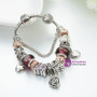 Silver Color Charm Glass Bracelets For Women Crystal Heart Bead Bracelets & Bangles
