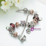 Silver Color Charm Glass Bracelets For Women Crystal Heart Bead Bracelets & Bangles