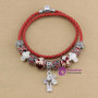 Flower Charm Crystal Beads Leather Bracelet For Women Fashion