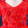 Red Long Sleeve Tulle Appliques Flower Girl Dress