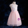 Girl Ball Gown Pink Tulle Cap Sleeve Flower Girl