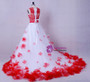 2017 White And Red Girls Flowers Vintage Lace Two Piece Prom Dress