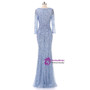 Floor-length party dress beading sequin fishtail long sleeve evening dress