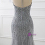 2018 Mermaid Beading Formal Women Dresses Sexy Backless Gray Tassel Evening Dress