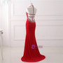 Mermaid Red Long Prom Dress Sparky White Beading Sexy Party Gown